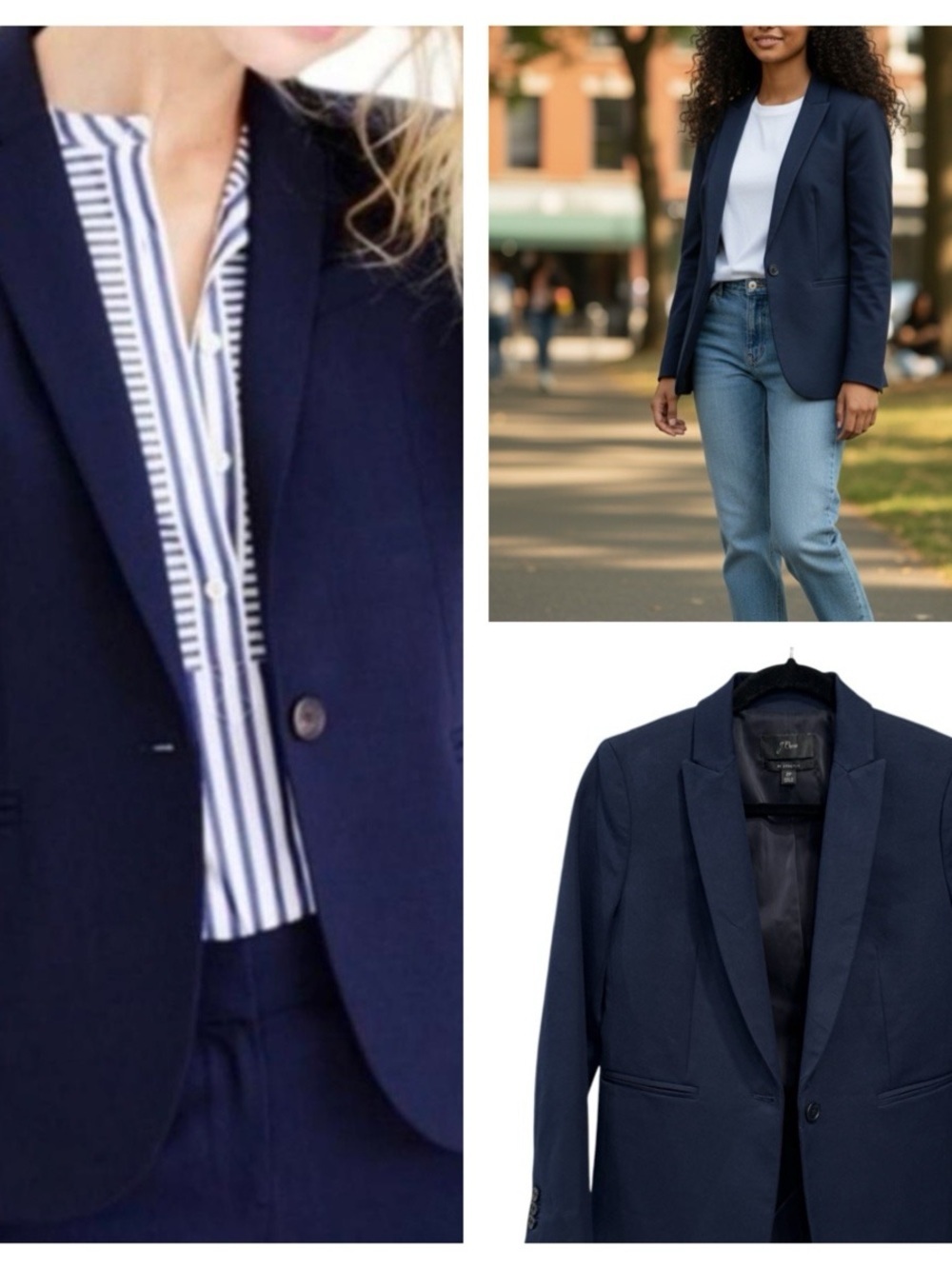 J.Crew Tollegno Navy Blue Single Button Blazer size 2P